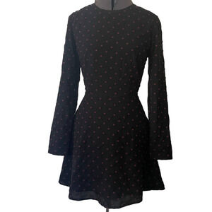 Lovers and Friends Tie Back Fit and Flare Black Dress with Red Dots, Size S 🗣